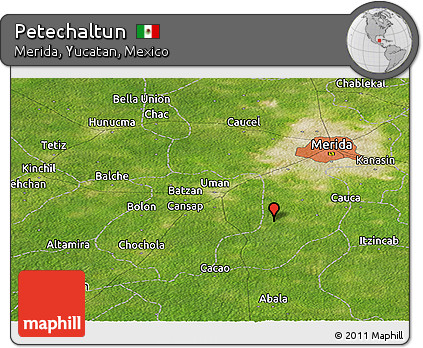 Satellite Panoramic Map of Petechaltun