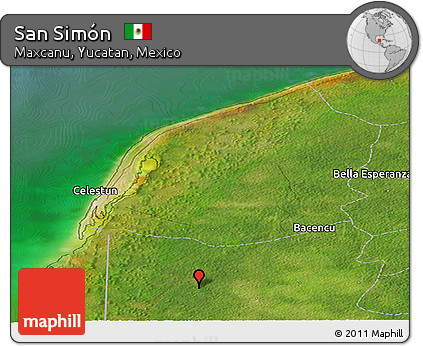 Satellite Panoramic Map of San Simón