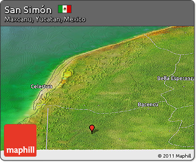 Satellite Panoramic Map of San Simón