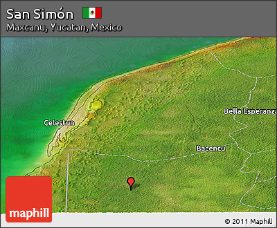 Satellite Panoramic Map of San Simón