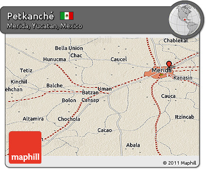 Shaded Relief Panoramic Map of Petkanché
