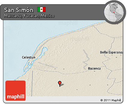 Shaded Relief Panoramic Map of San Simón