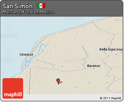 Shaded Relief Panoramic Map of San Simón