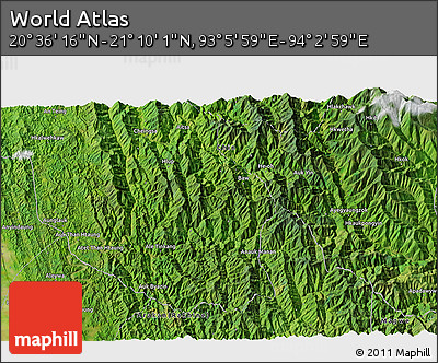 Satellite 3D Map of the Area around 20° 53' 8" N, 93° 34' 29" E