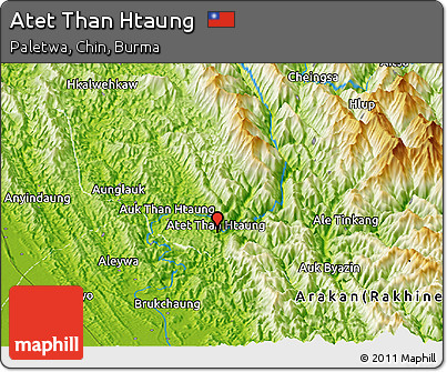 Physical Panoramic Map of Atet Than Htaung