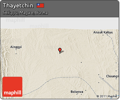 Shaded Relief 3D Map of Thayetchin