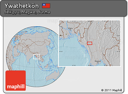 Gray Location Map of Ywathetkôn, hill shading