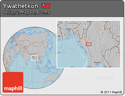 Gray Location Map of Ywathetkôn, hill shading