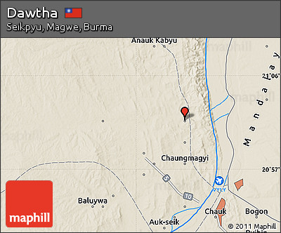 Shaded Relief Map of Dawtha