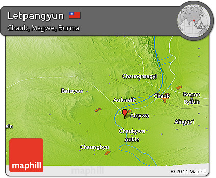 Physical Panoramic Map of Letpangyun