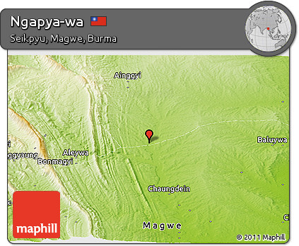 Physical Panoramic Map of Ngapya-wa