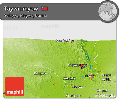Physical Panoramic Map of Taywinmyaw