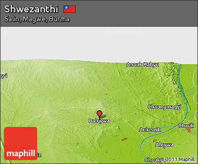 Physical Panoramic Map of Shwezanthi