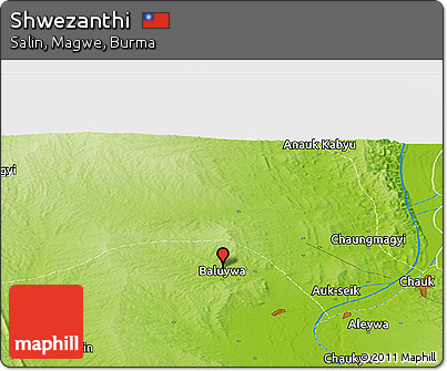 Physical Panoramic Map of Shwezanthi