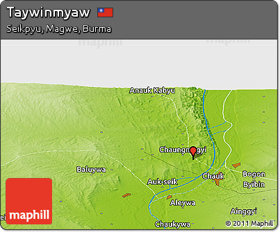 Physical Panoramic Map of Taywinmyaw