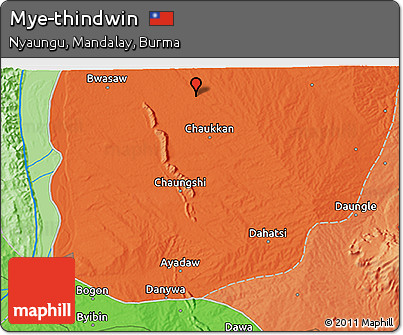Political 3D Map of Mye-thindwin
