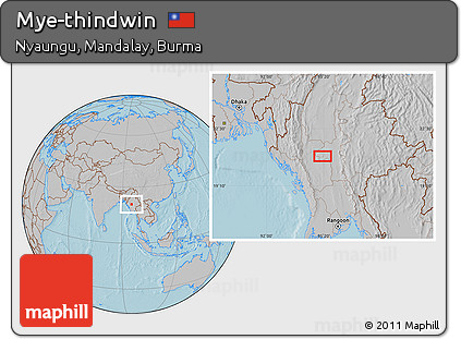 Gray Location Map of Mye-thindwin, hill shading