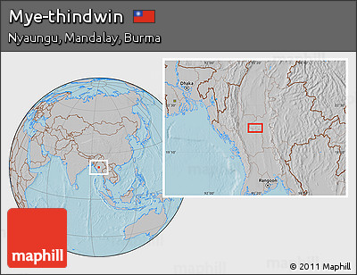 Gray Location Map of Mye-thindwin, hill shading