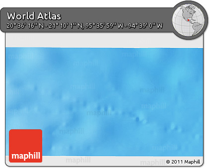 Shaded Relief 3D Map of the Area around 20° 53' 8" N, 95° 7' 30" W