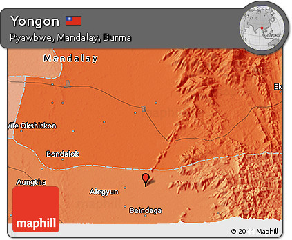 Political 3D Map of Yongon