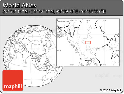 Blank Location Map of the Area around 20° 53' 8" N, 96° 7' 30" E