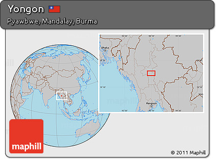 Gray Location Map of Yongon