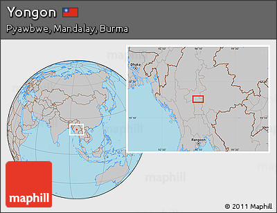 Gray Location Map of Yongon
