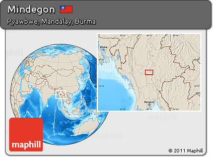 Shaded Relief Location Map of Mindegon
