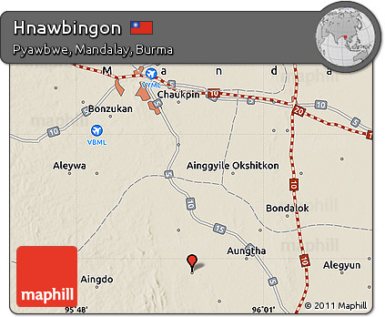 Shaded Relief Map of Hnawbingon