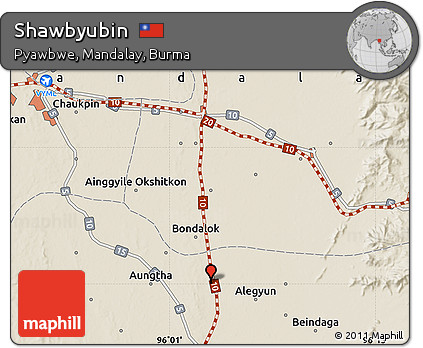 Shaded Relief Map of Shawbyubin