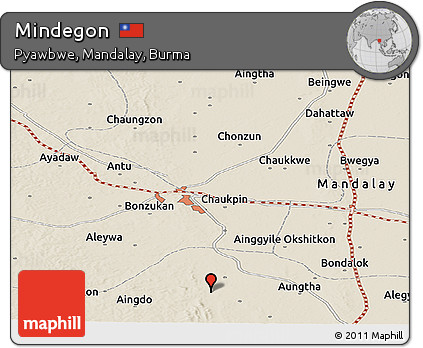 Shaded Relief Panoramic Map of Mindegon
