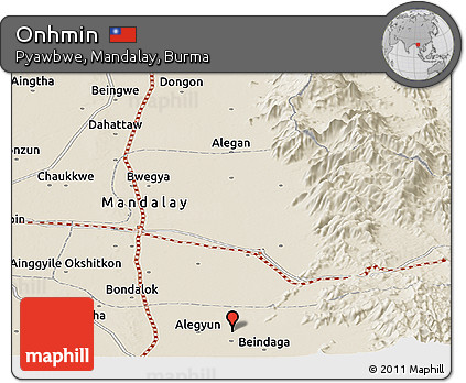 Shaded Relief Panoramic Map of Onhmin