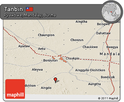 Shaded Relief Panoramic Map of Tanbin