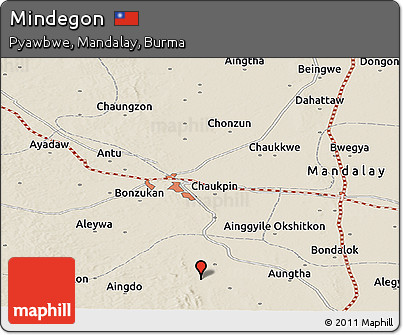 Shaded Relief Panoramic Map of Mindegon