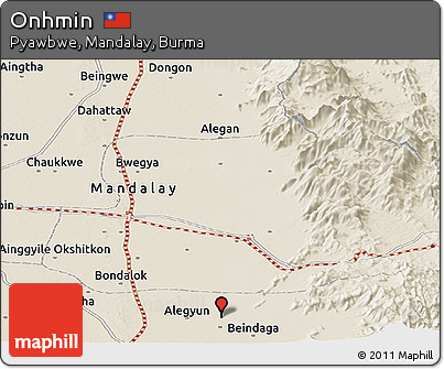 Shaded Relief Panoramic Map of Onhmin
