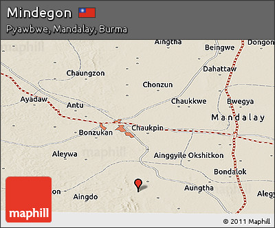 Shaded Relief Panoramic Map of Mindegon
