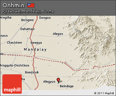 Shaded Relief Panoramic Map of Onhmin
