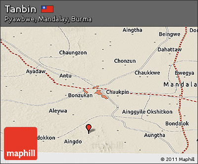 Shaded Relief Panoramic Map of Tanbin