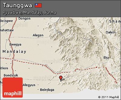 Shaded Relief Panoramic Map of Taunggwa