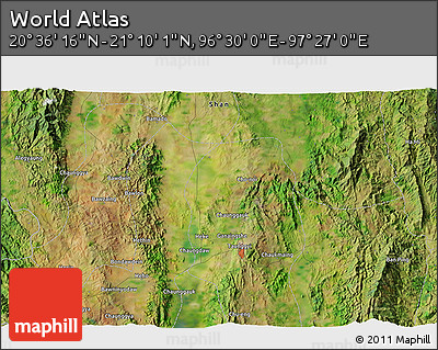 Satellite 3D Map of the Area around 20° 53' 8" N, 96° 58' 29" E