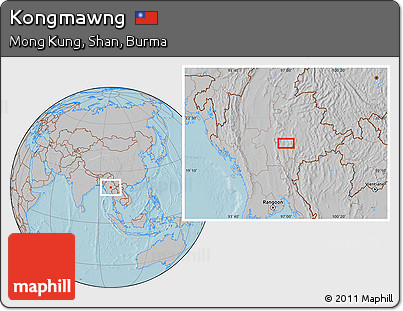 Gray Location Map of Kongmawng, hill shading