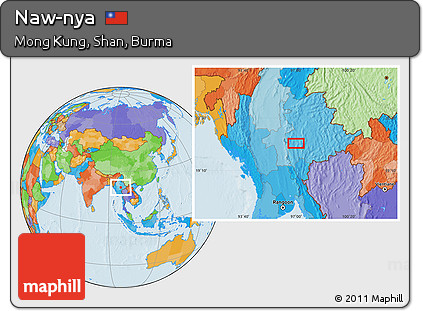 Political Location Map of Naw-nya