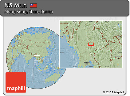 Savanna Style Location Map of Nā Mun, hill shading