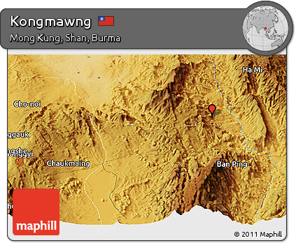 Physical Panoramic Map of Kongmawng