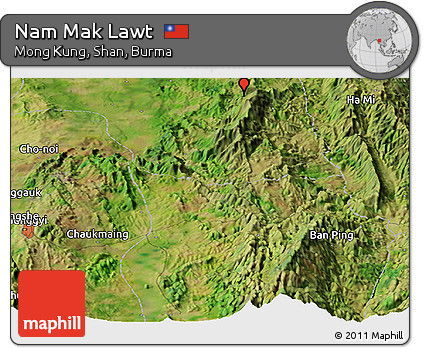 Satellite Panoramic Map of Nam Mak Lawt