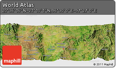 Satellite Panoramic Map of the Area around 20° 53' 8" N, 96° 58' 29" E
