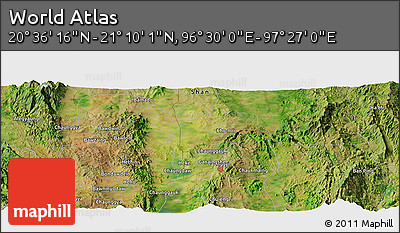 Satellite Panoramic Map of the Area around 20° 53' 8" N, 96° 58' 29" E