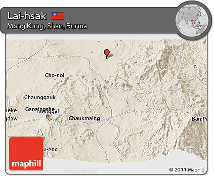 Shaded Relief Panoramic Map of Lai-hsak