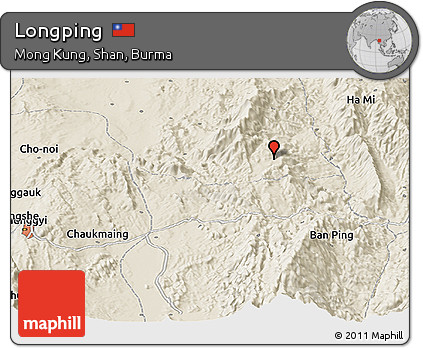 Shaded Relief Panoramic Map of Longping