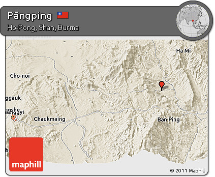 Shaded Relief Panoramic Map of Pāngping